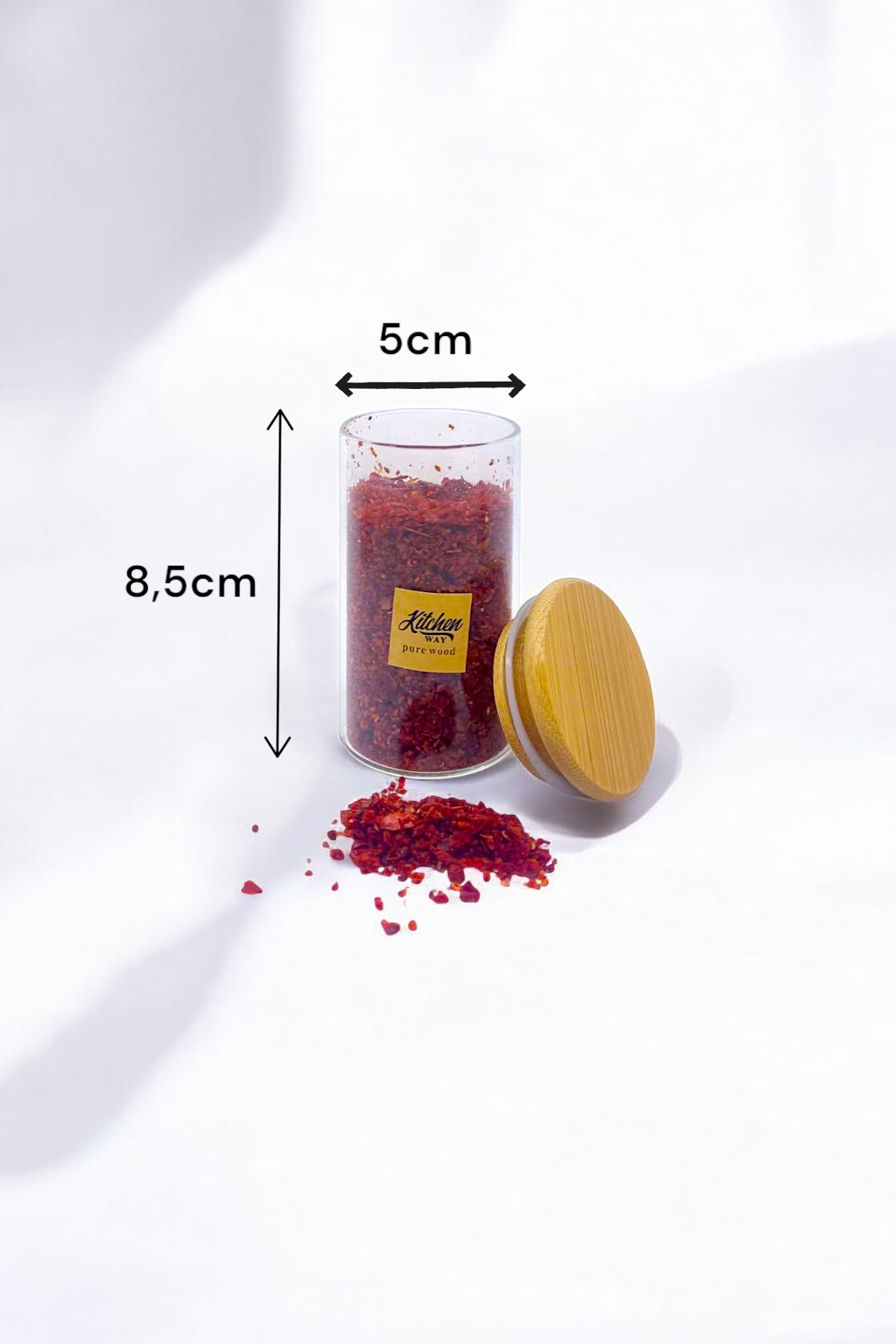 12 Li Bambu Kapaklı Cam Baharatlık Seti 5x8CM KW-374