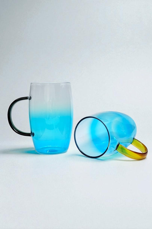 2 Li Isıya Dayanıklı Gradyan Tasarımlı Borosilikat Cam Kupa Bardak Seti KW-710