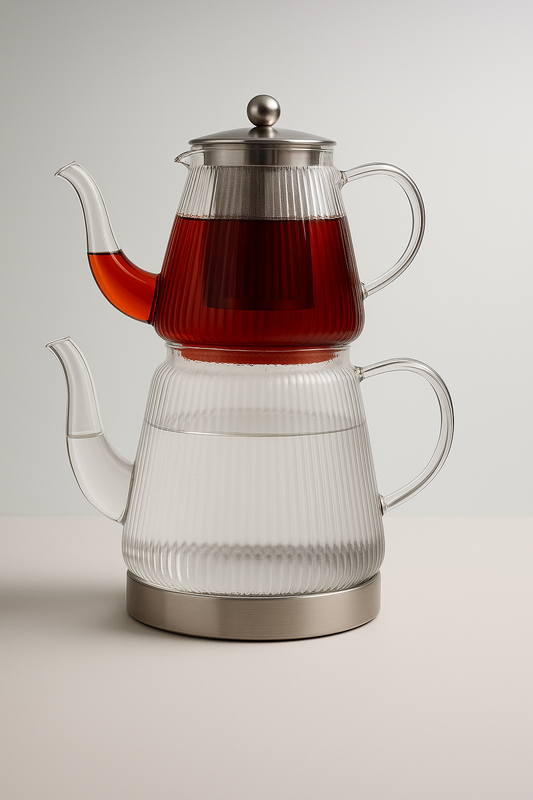 Queen Borosilikat Cam Çaydanlık Seti KW-841