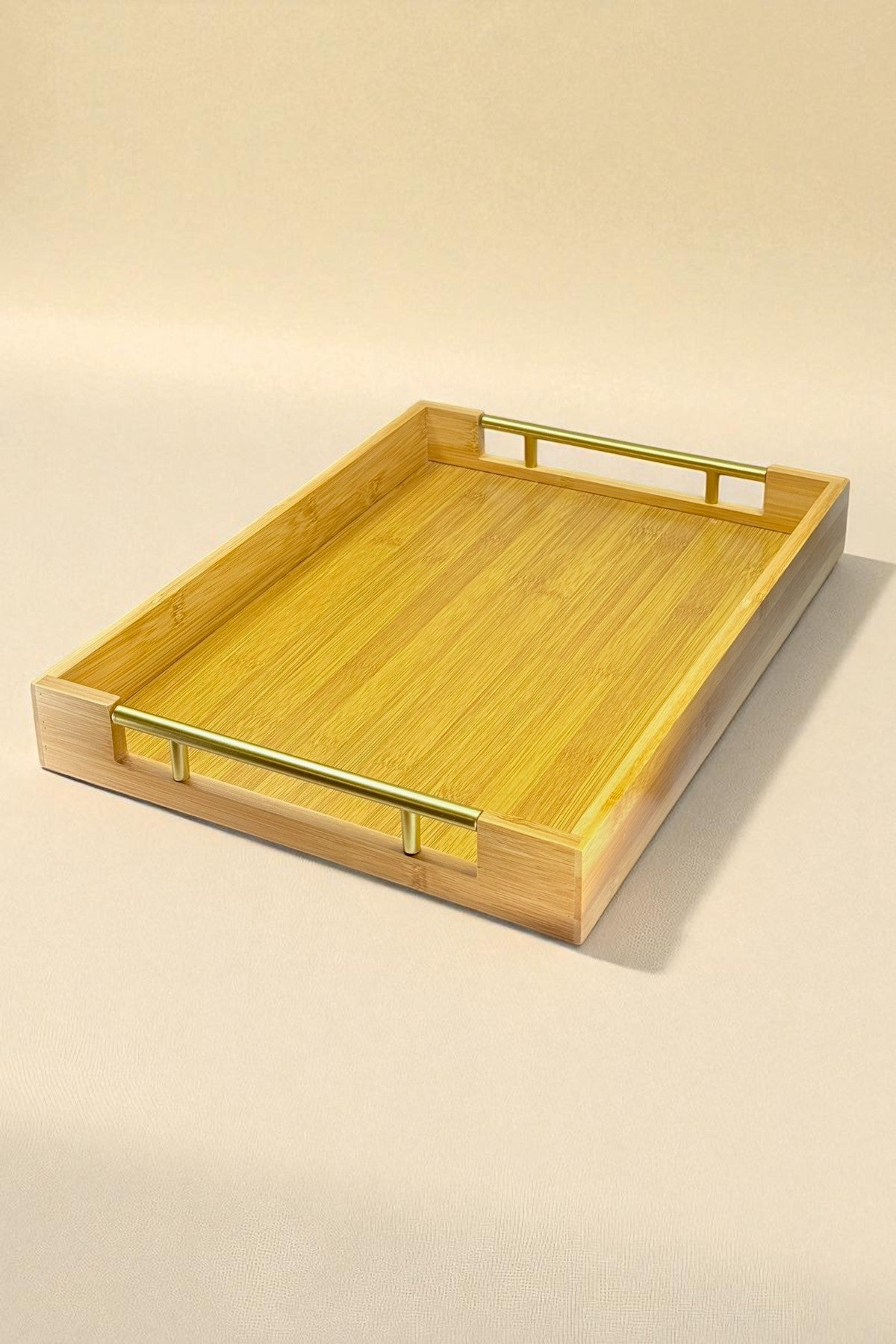 2Li Gold Kulplu Bambu Tepsi Seti KW-971