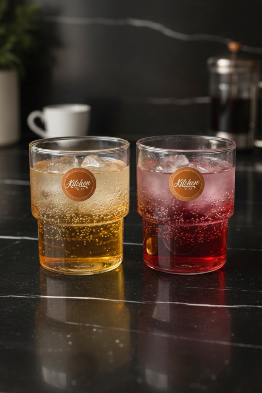 Borosilikat 2’li Cam Meşrubat Bardak 370ml Isıya Dayanıklı Şeffaf Cam Bardak Seti KW-1052