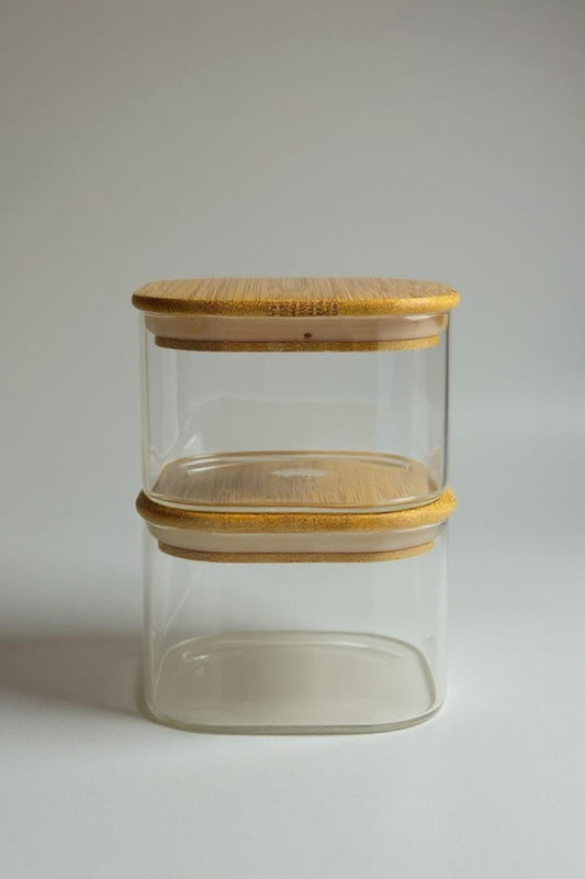 2'li Bambu Conta Kapaklı Kavanoz KW-818