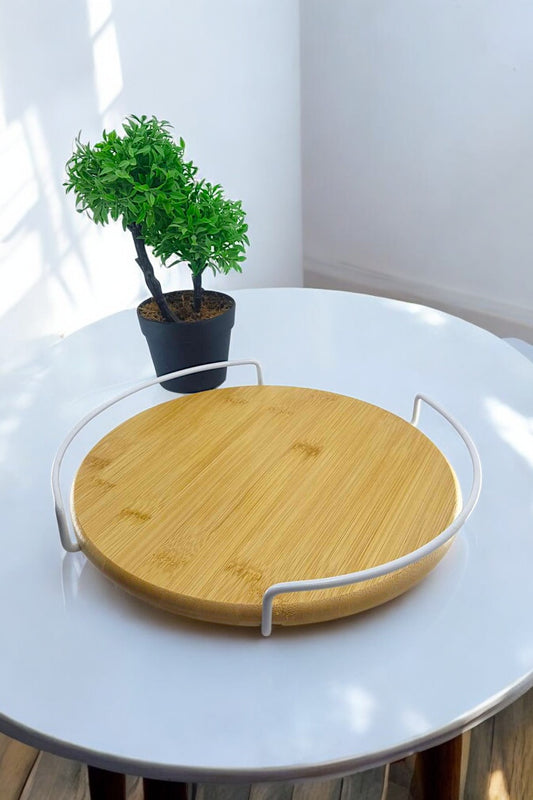 360 Derece Dönebilen Bambu 32cmx32cm Döner Tepsi KW-517