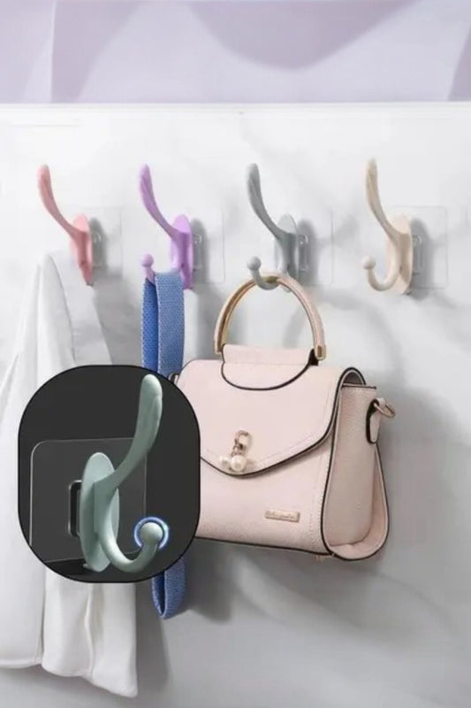 Renkli Kolay Montaj Duvara Yapışabilen 3 Lü Banyo Ev Askısı SHN-1080