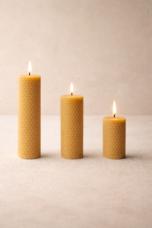 El Yapımı Bal Peteği Baton Mum Dekoratif Silindir Mum Seti Uzun Yanma Süreli SHN-2040 Series