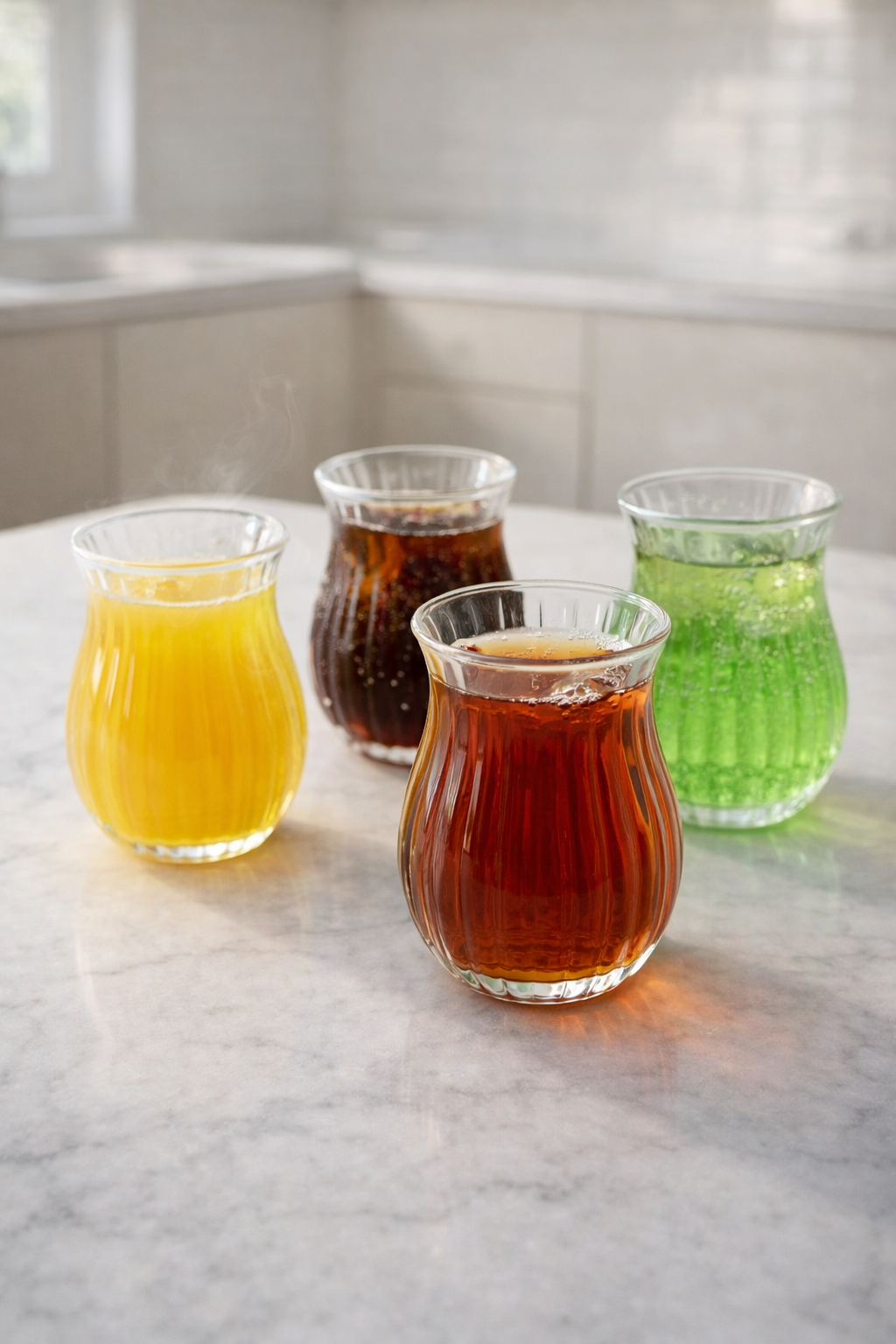 4’lü 200 ML Borosilikat Çizgi Desenli Cam Diamond Bardak Seti Isıya Dayanıklı Şeffaf KW-721