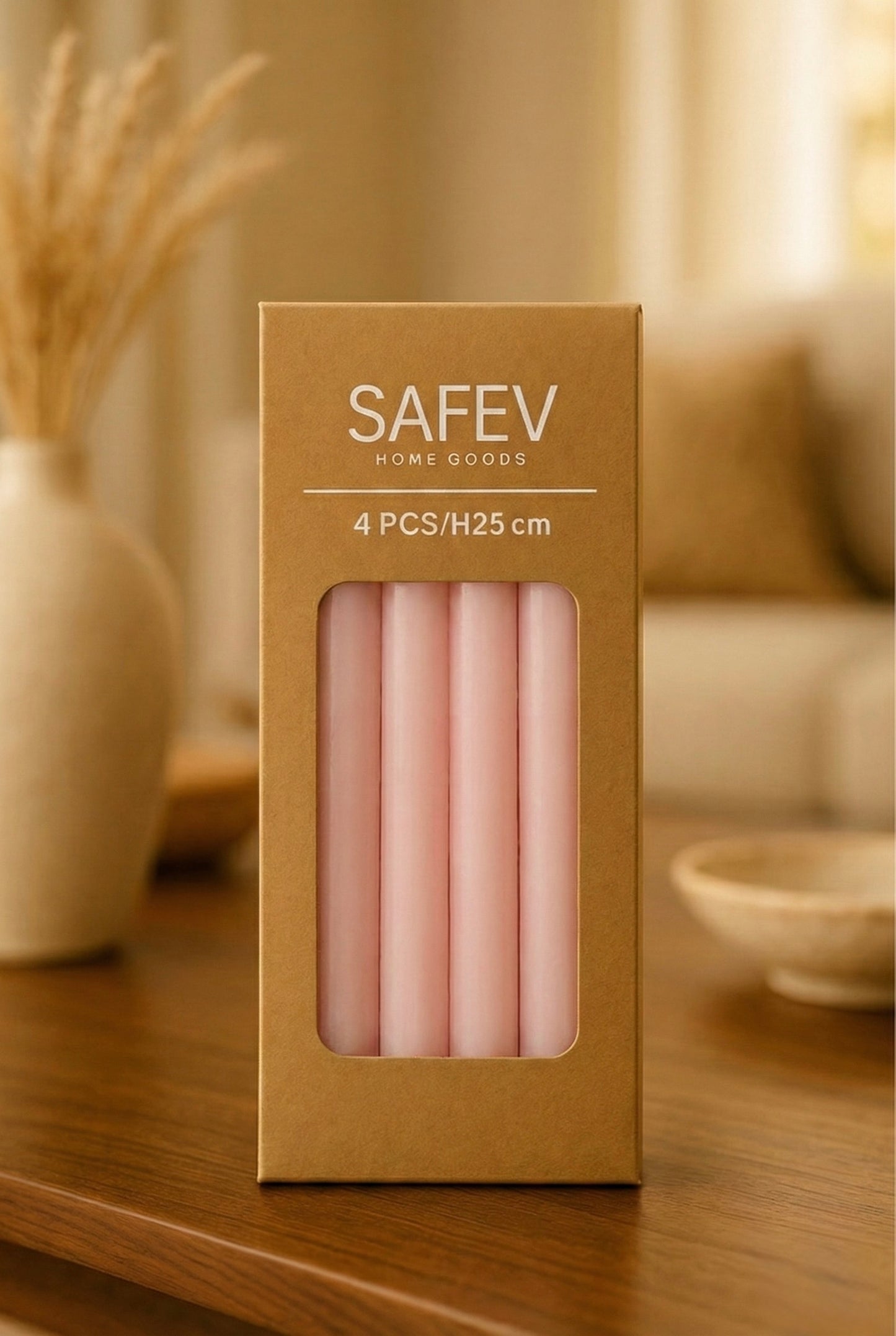 4’lü Altıgen Şamdan Mum Modern Dekoratif Baton Mum Seti SHN-2039