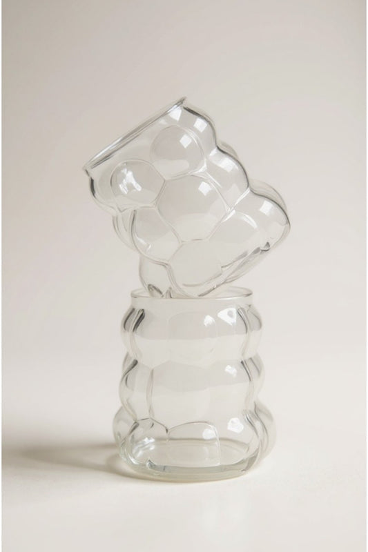 6 Lı Mini Boy Borosilikat Cam Boncuk Şekilli Üzüm Desenli Bardak Seti KW-715