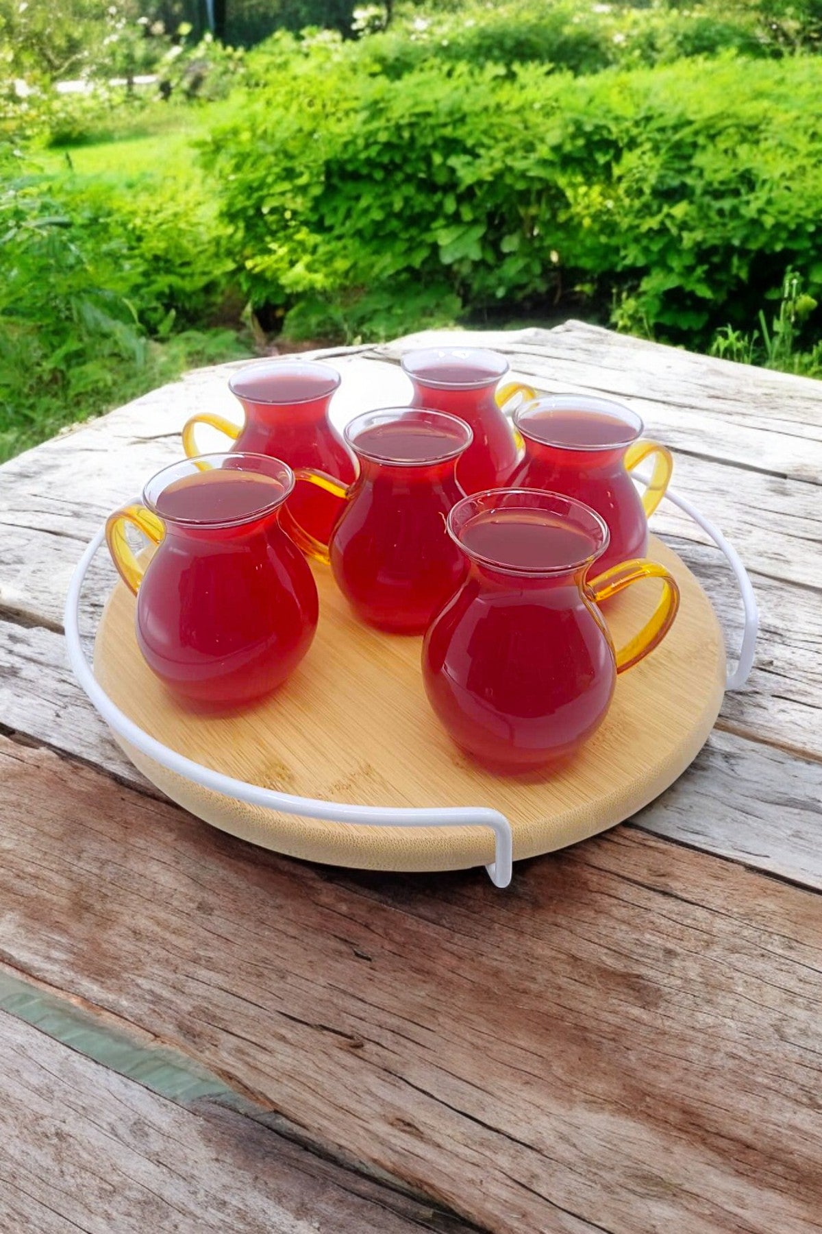 6'lı Turuncu Kulplu Borosilikat Termisil Serisi Bardak Seti 200ML KW-049