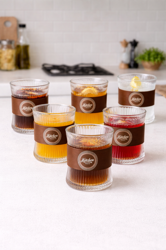 6’lı Borosilikat Cam Bardak Seti Akasya Tutamaçlı KW-854