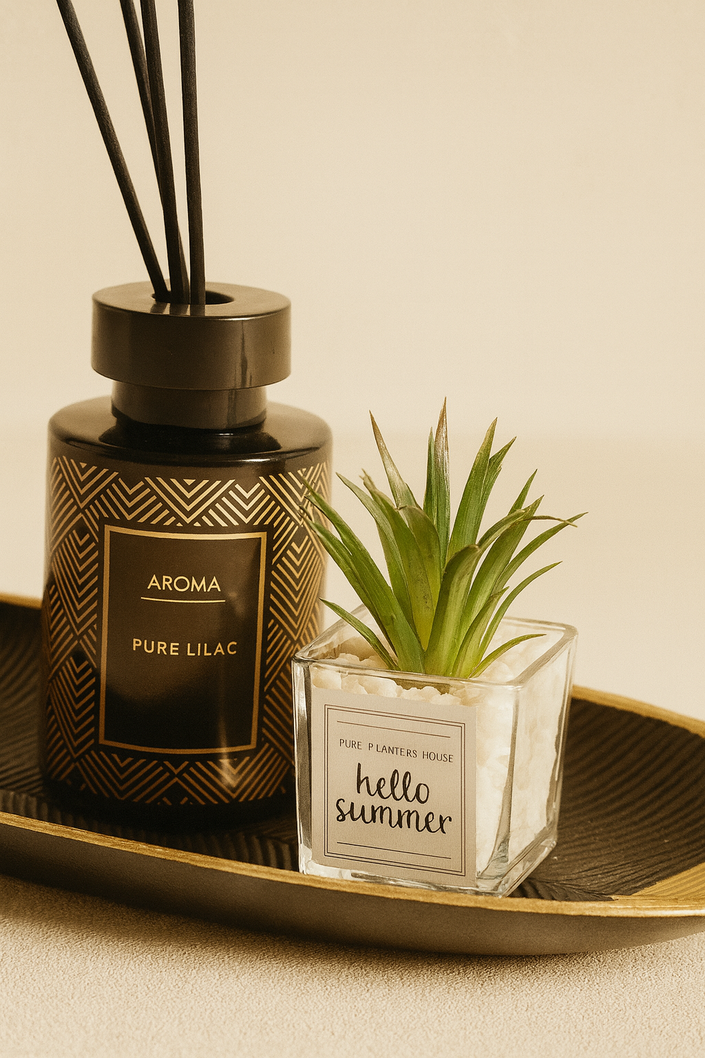 Çubuklu Koku Mum Tepsi Dekorasyon Seti SHN-2056