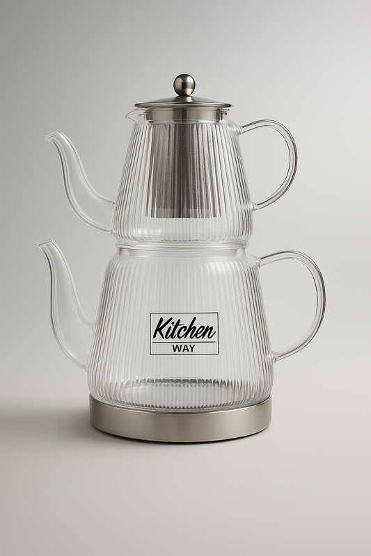 Queen Borosilikat Cam Çaydanlık Seti KW-841