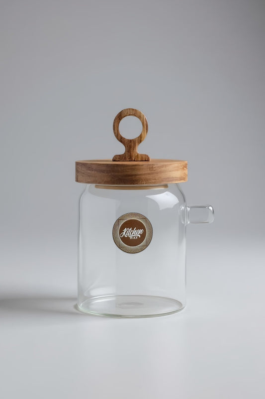 Akasya Kapaklı Kaşıklı Cam Kavanoz 400ML KW-801