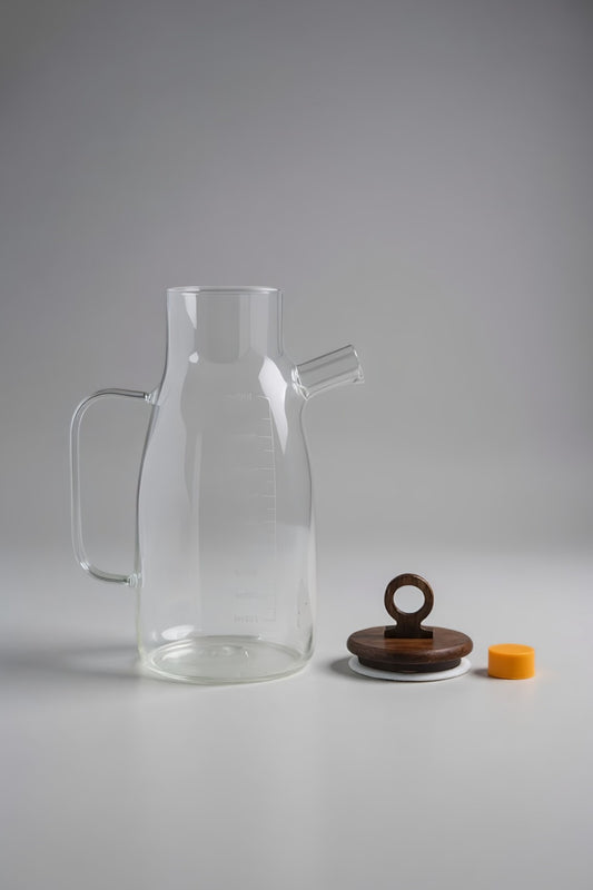 Akasya Standlı Kapaklı Ölçülü Cam Yağlık Seti KW-812