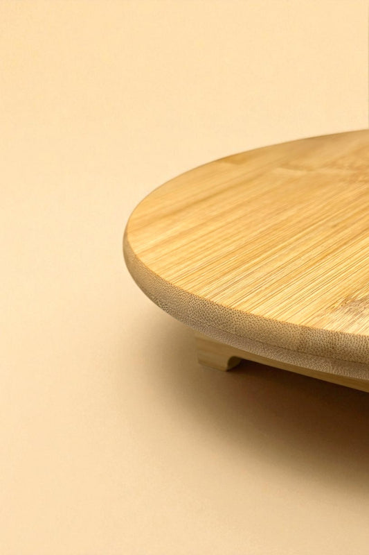 Ayaklı Yuvarlak Bambu Sunumluk Servis Tabağı 30CM CM KW-913