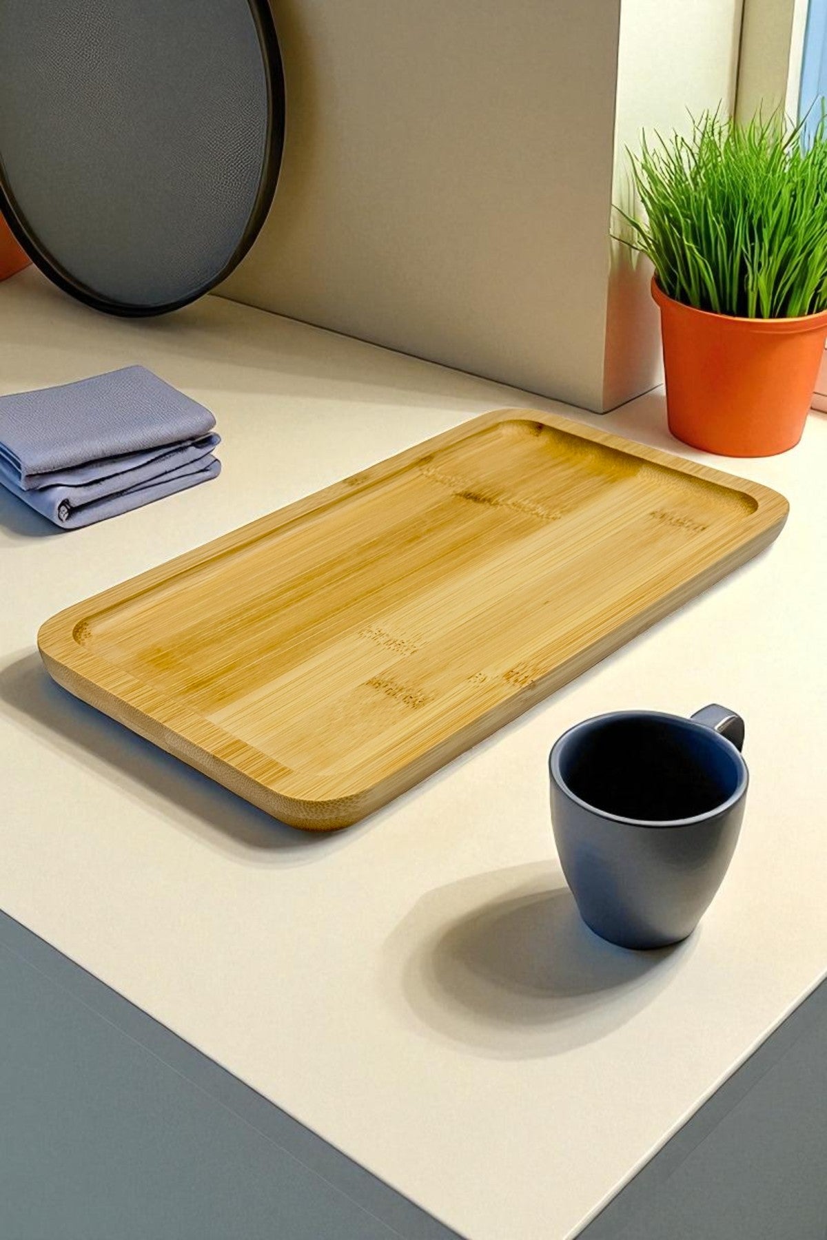 Bambu Dikdörtgen Tepsi Sunumluk 25CM KW-178