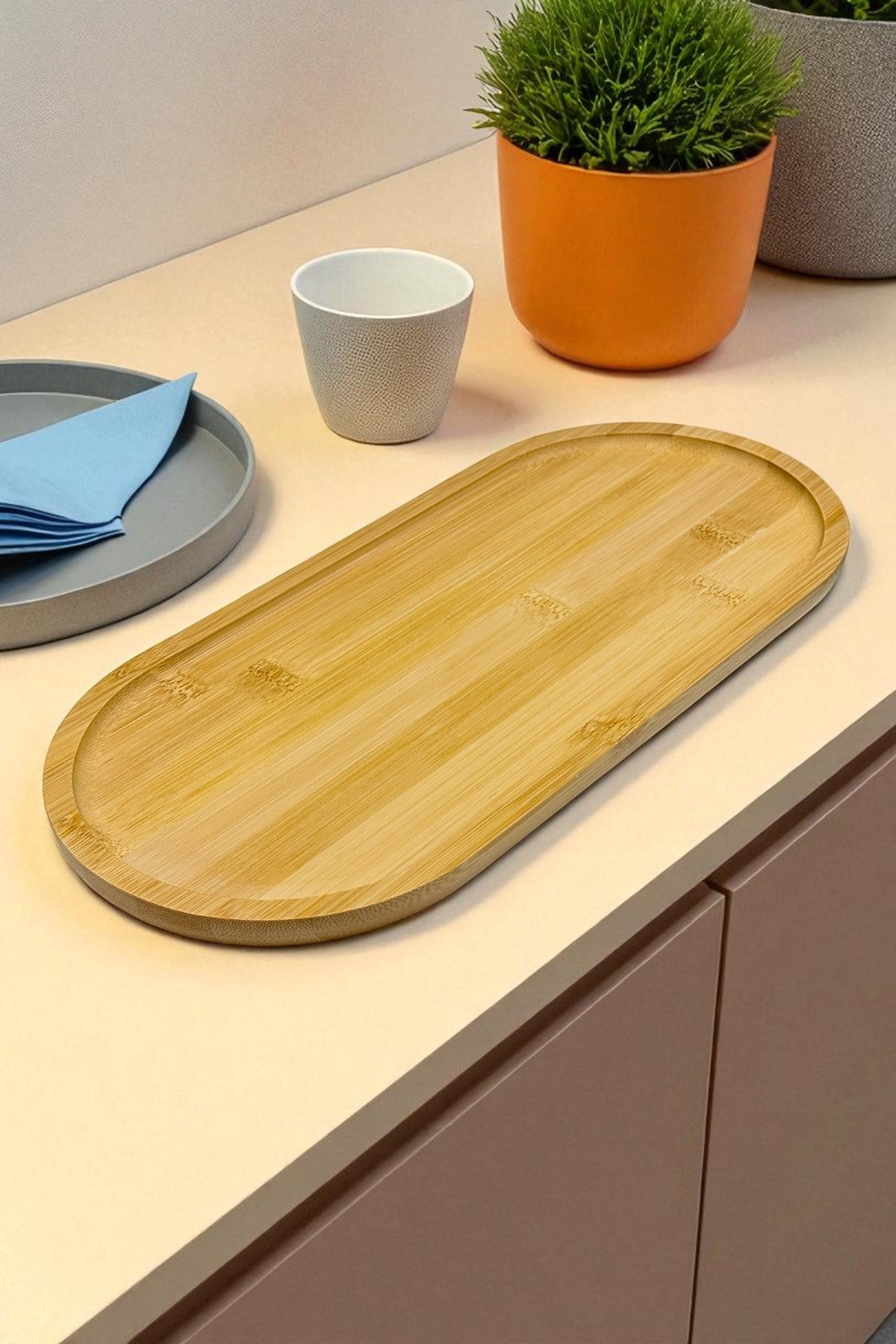 Bambu Oval Tepsi Sunumluk 35CM KW-177