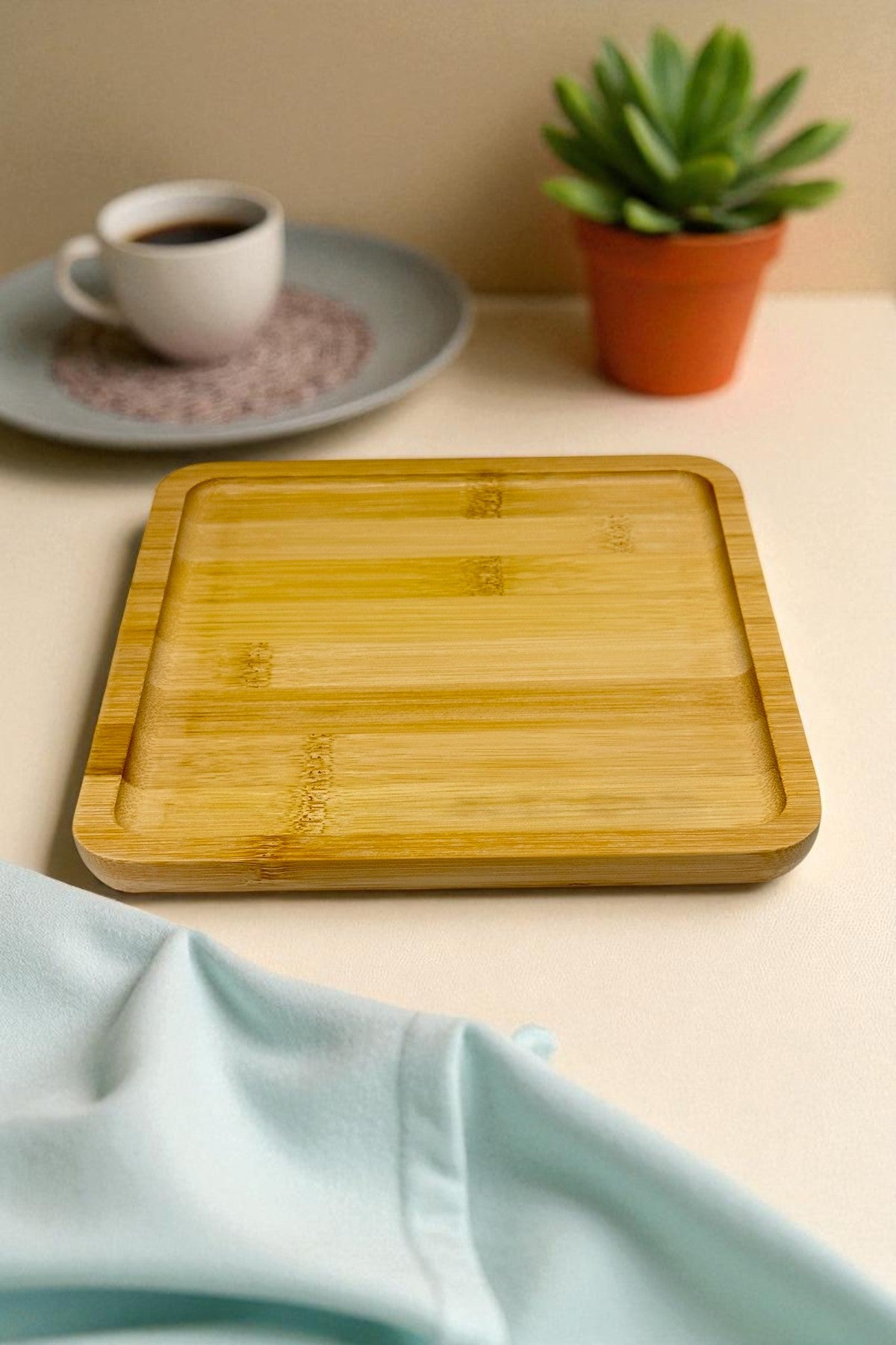 Bambu Sunumluk Kare Tepsi 20CM KW-154