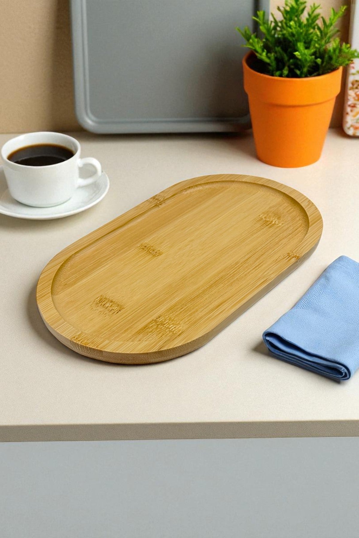Bambu Oval Tepsi Sunumluk 25CM KW-176
