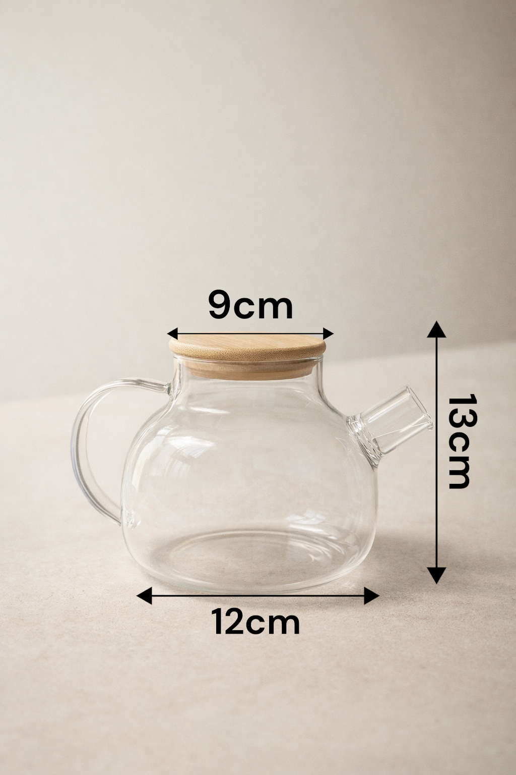 Bambu Kapaklı Borosilikat Demlik Isıya Dayanıklı Şeffaf Çay Demliği KW-1151