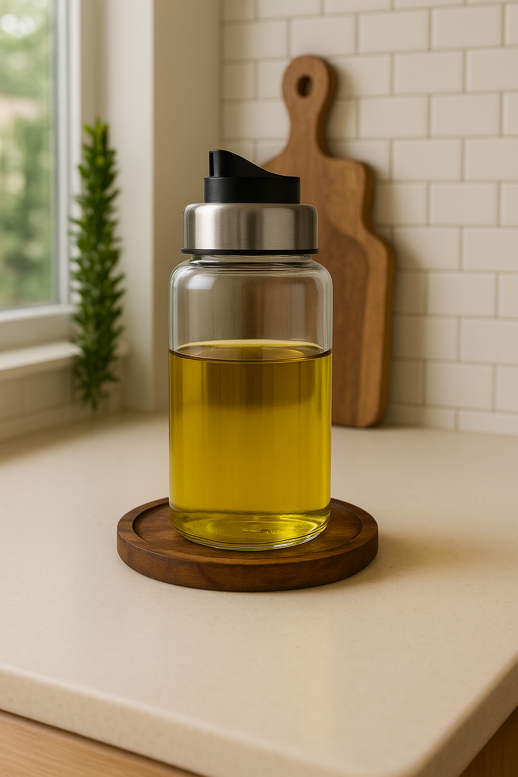 Borosilikat Cam Yağdanlık Sızdırmaz Tiktak Kapaklı 450ml Yağdanlık KW-1082