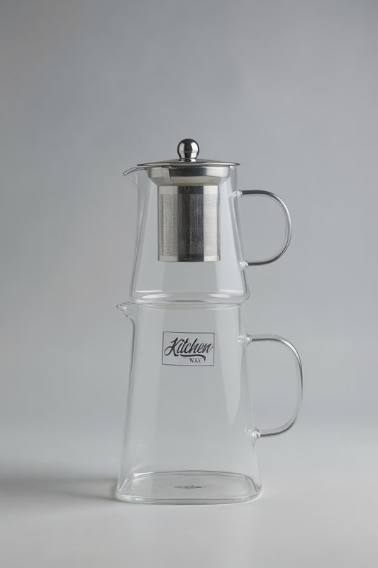 Daisy Borosilikat Süzgeçli Cam Çaydanlık Seti KW-843