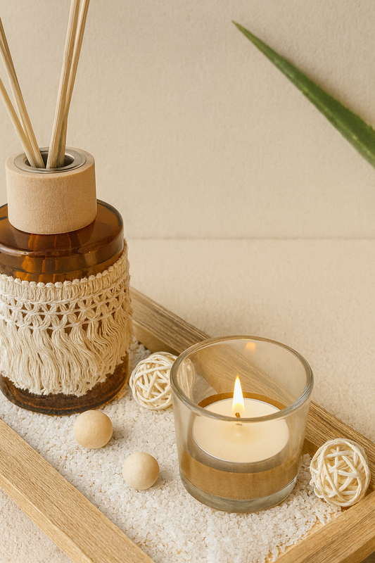 Çubuklu Koku Mum ve Tepsi Dekoratif Set SHN-2057