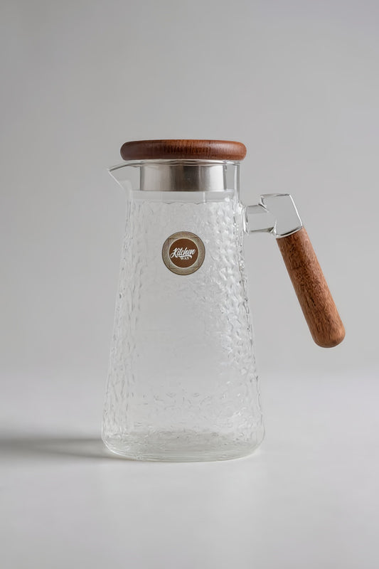 Desenli Akasya Sap - Kapaklı Borosilikat Cam Sürahi KW-851