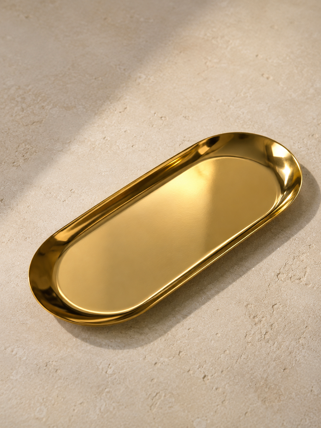 Çok Amaçlı 3'lü Ayaklı Sunumluk Gold Tepsi Seti