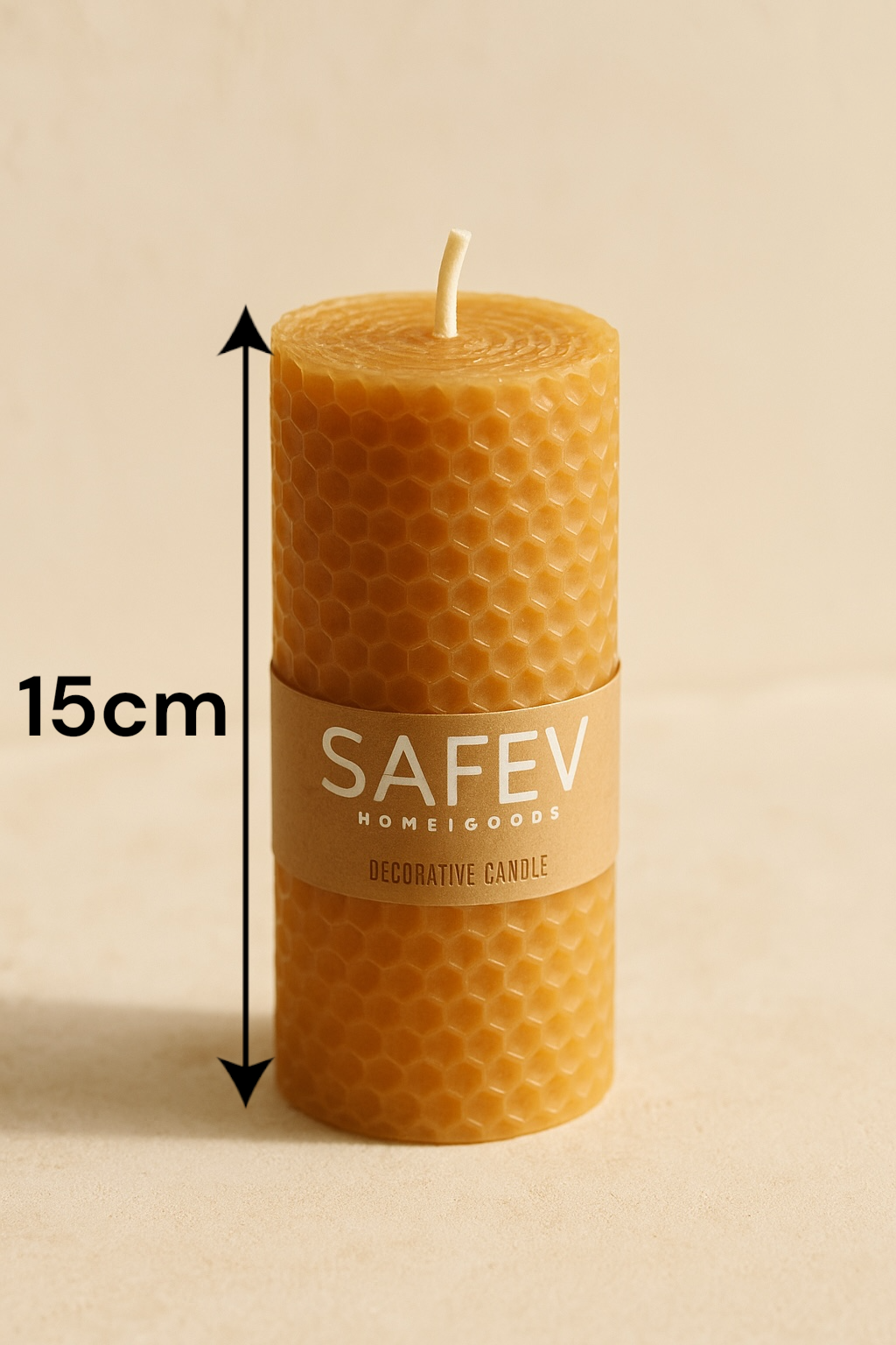 Bal Peteği Baton 15CM Mum Doğal Görünümlü El Yapımı Uzun Ömürlü Silindir Mum SHN-2042