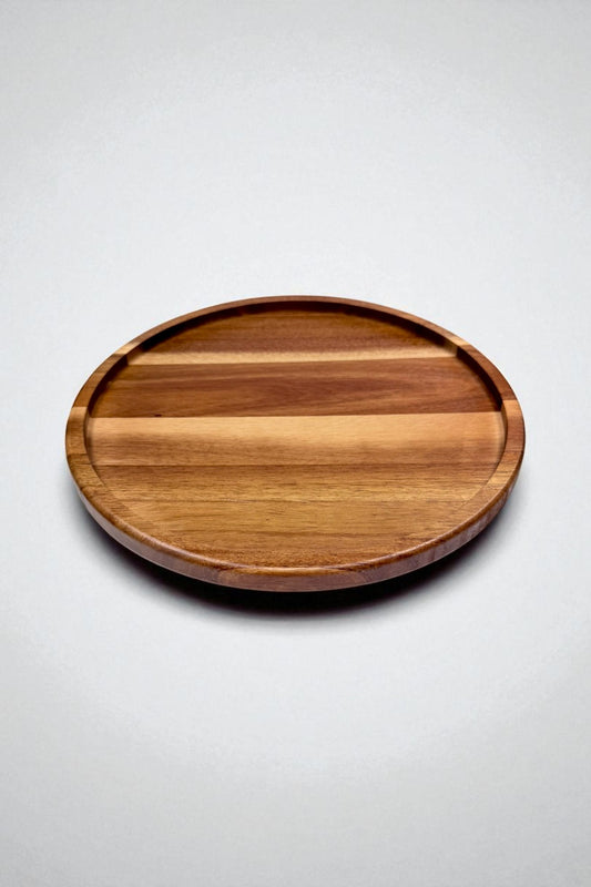 360 Dönebilen Akasya Tepsi Sunumluk 24CM KW-949