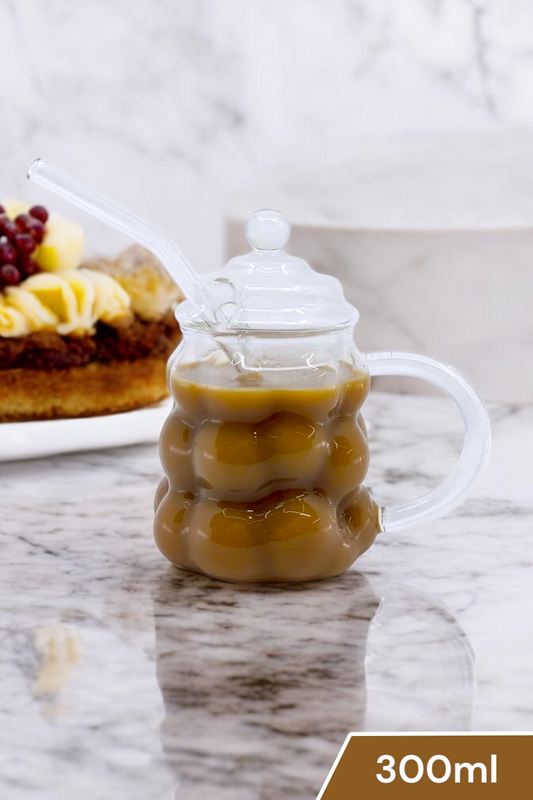 Isıya Dayanaklı Üzüm Desenli 300ML Borosilikat Pipetli Bardak KW-356