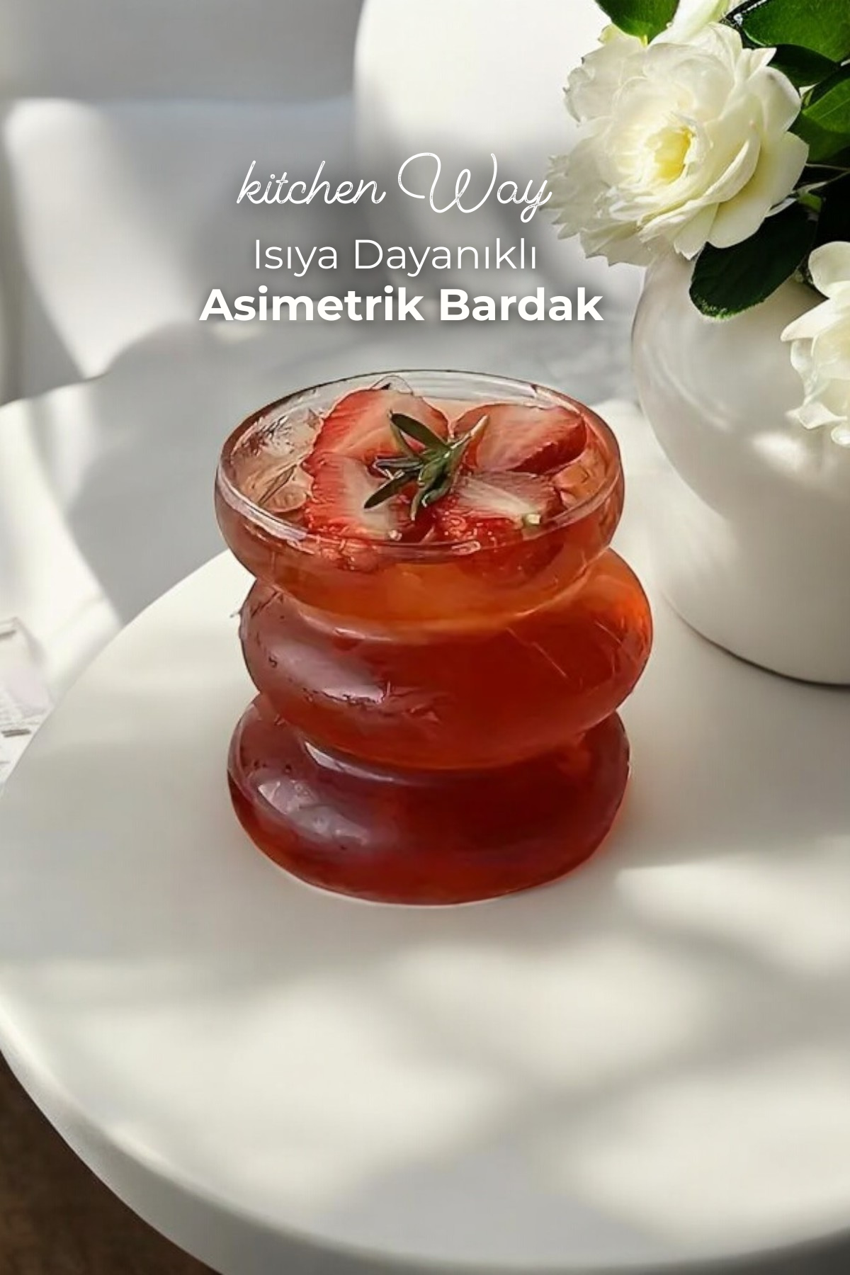 Isıya Dayanıklı Asimetrik Şerit Stil Dev Bardak 500ML Kahve Sunum Kokteyl Bardağı KW-132