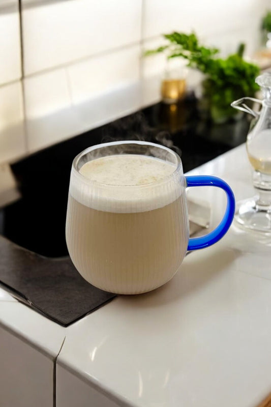 Isıya Dayanıklı Borosilikat Kupa Çizgi Tasarımlı Cam Bardak KW-072 KW-061