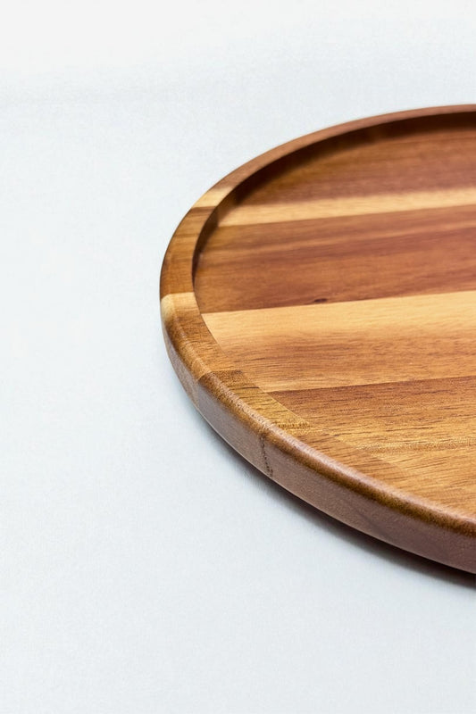 360 Dönebilen Akasya Tepsi Sunumluk 24CM KW-949