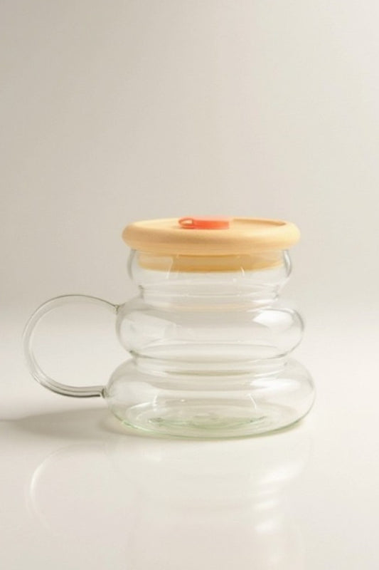 Kapaklı Pipet Kapaklı Borosilikat Bubble Cam Matara KW-896