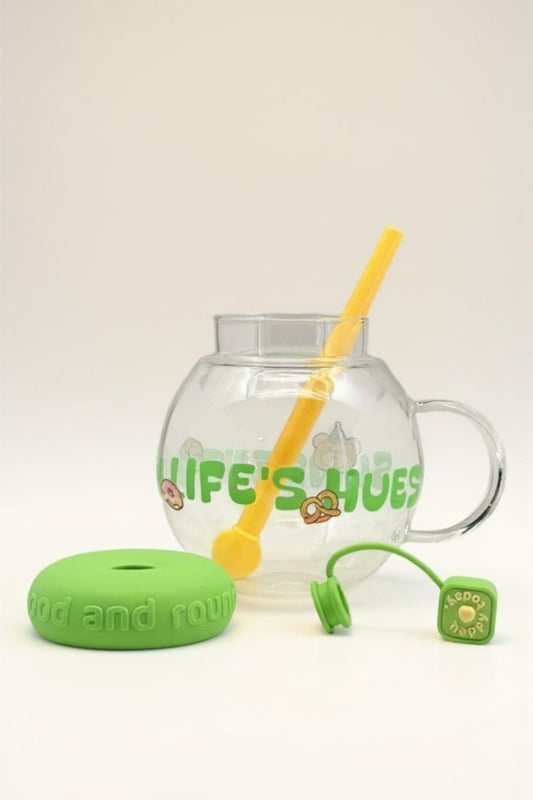 Kapaklı Pipet Silikon Kapaklı Borosilikat Cam Matara KW-898