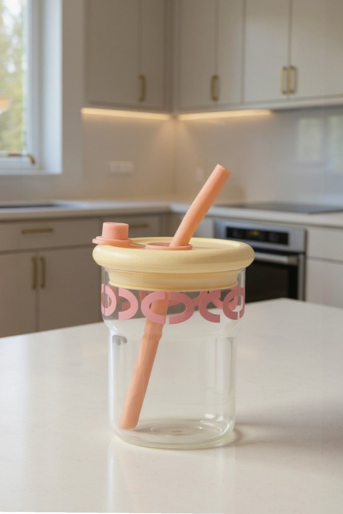 Pipetli Kapaklı Borosilikat Cam Matara KW-879