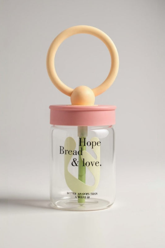 Pipetli Saplı Kapaklı Borosilikat Cam Matara KW-883