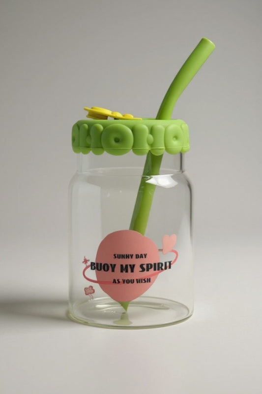 Pipetli Silikon Kapaklı Borosilikat Cam Matara KW-881