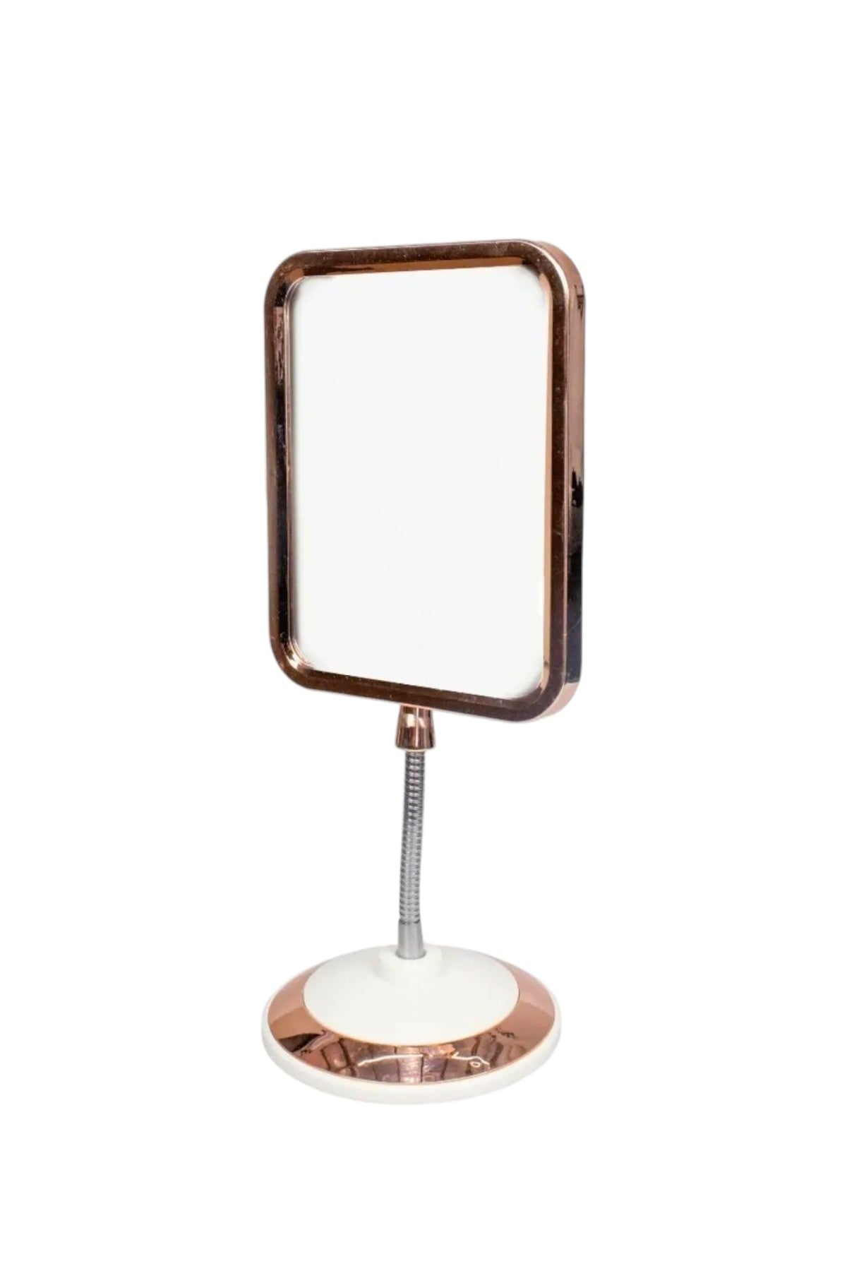 Ayaklı Çift Taraflı Büyüteçli Dikdörtgen Makyaj Aynası Rose Gold SHN-1044