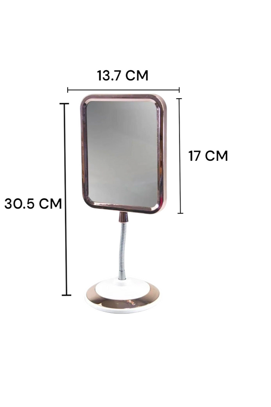 Ayaklı Çift Taraflı Büyüteçli Dikdörtgen Makyaj Aynası Rose Gold SHN-1044