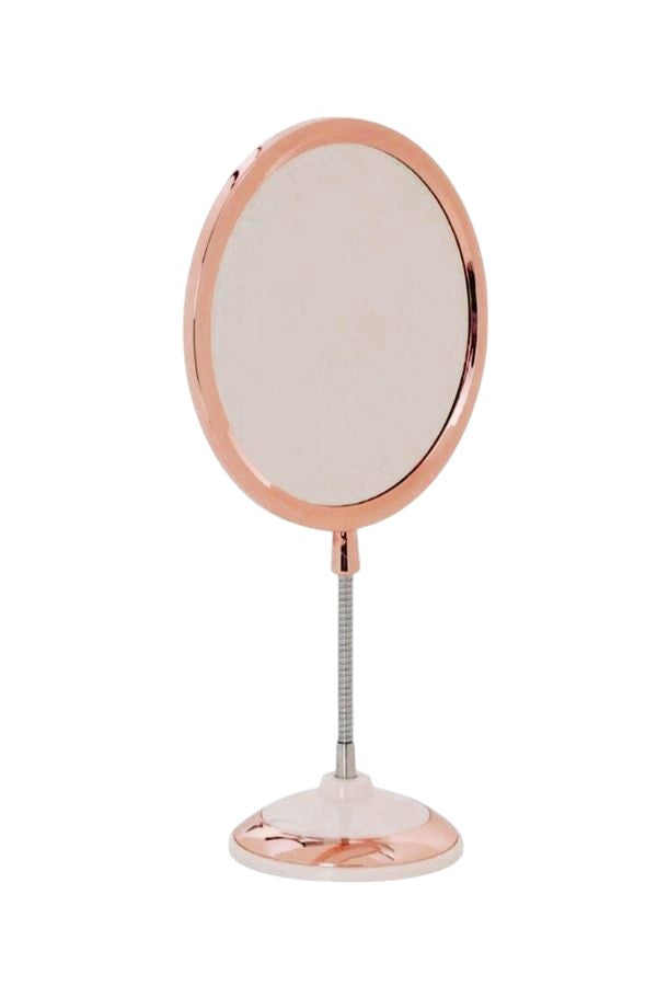 Ayaklı Çift Taraflı Büyüteçli Yuvarlak Makyaj Aynası Rose Gold SHN-1045