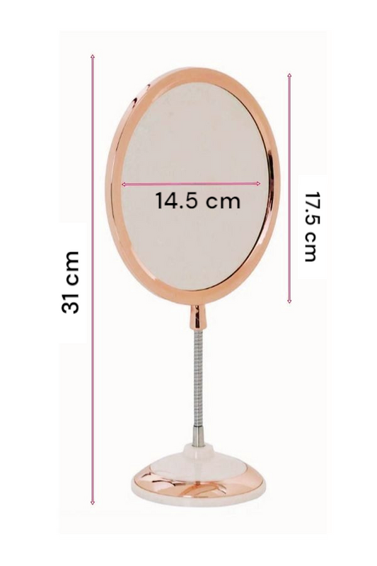 Ayaklı Çift Taraflı Büyüteçli Yuvarlak Makyaj Aynası Rose Gold SHN-1045