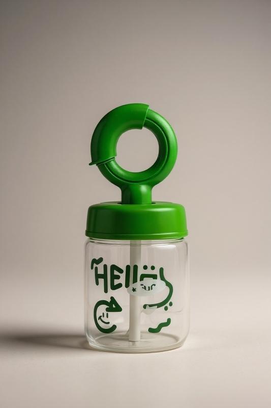 Saplı Pipet Kapaklı Borosilikat Cam Matara KW-878