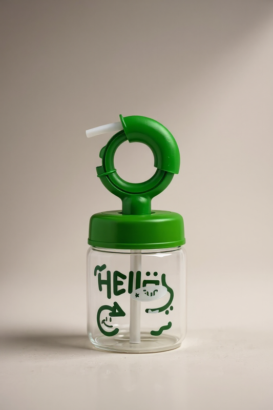 Saplı Pipet Kapaklı Borosilikat Cam Matara KW-878