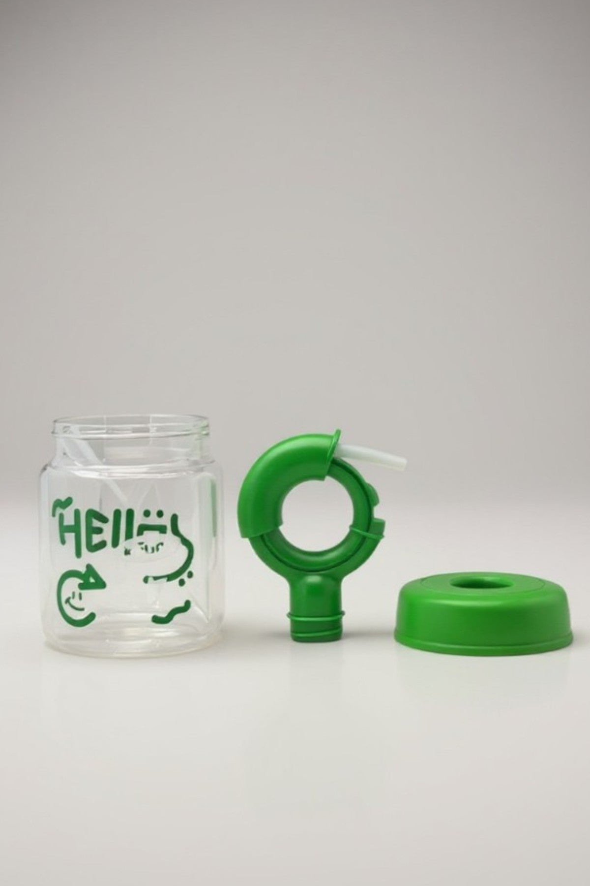 Saplı Pipet Kapaklı Borosilikat Cam Matara KW-878