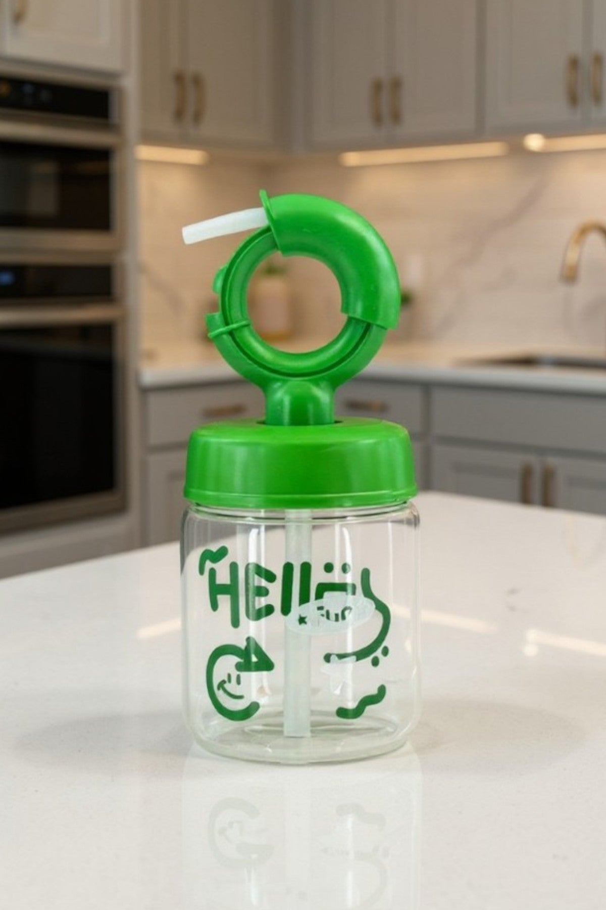 Saplı Pipet Kapaklı Borosilikat Cam Matara KW-878
