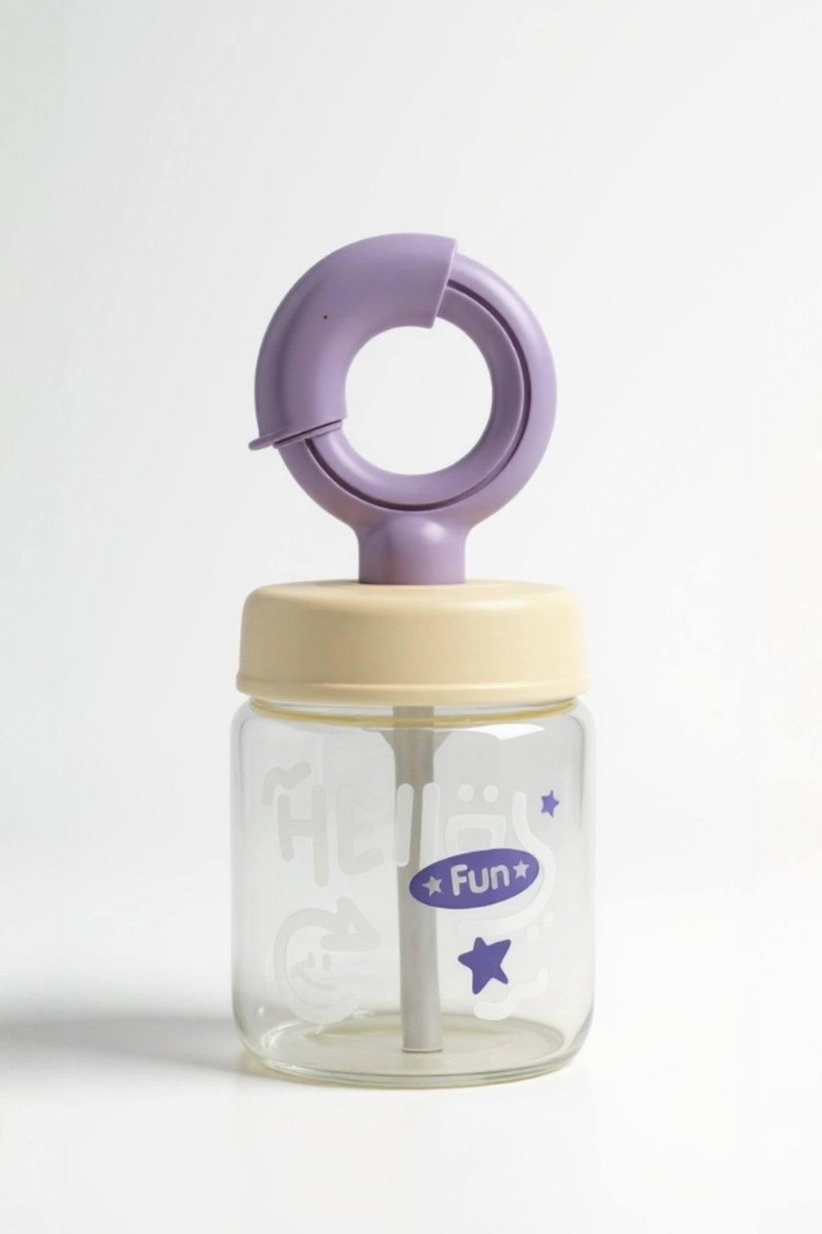 Saplı Pipet Kapaklı Borosilikat Cam Matara KW-878