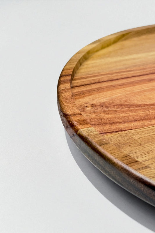 360 Dönebilen Akasya Tepsi Sunumluk 28CM KW-950